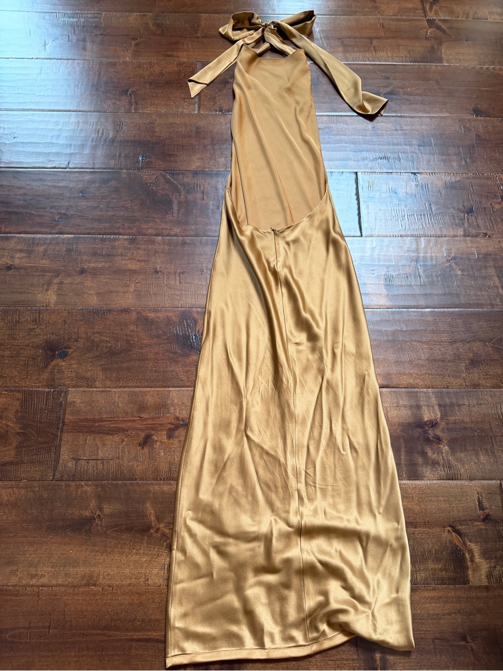 AEXAE Silk Backless Maxi Dress in Light Brown - Picture 9 of 12